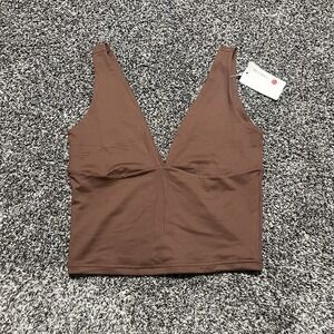 Reoria Womens Brown V Neck Double Layered Thick Fabric Tank Size L‎